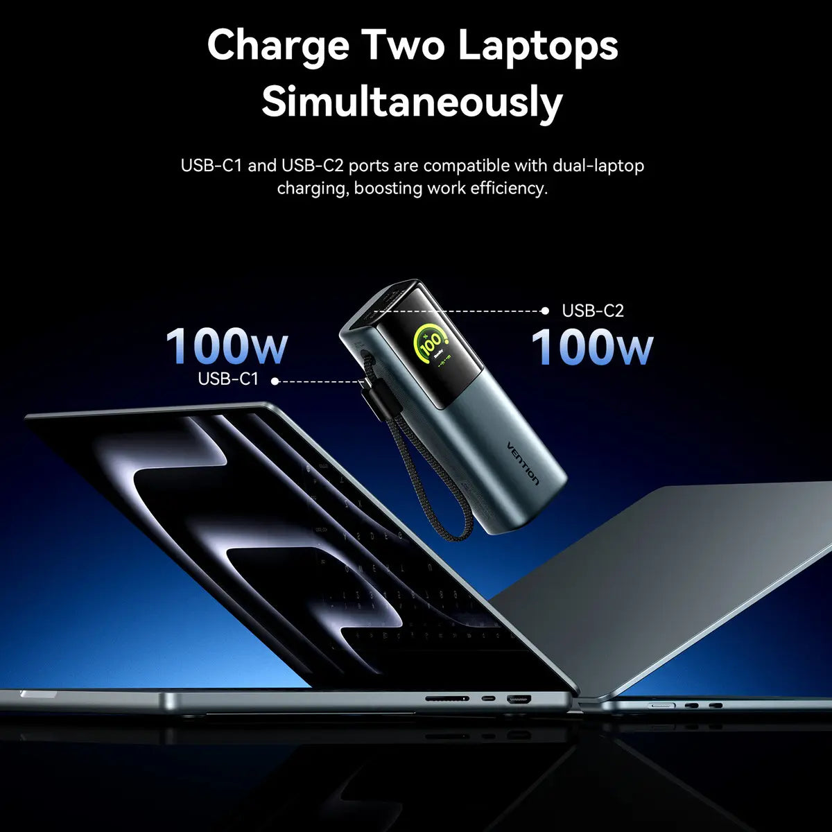Cargador Portatil Power Bank Usb C 3,1 27000mah 200w Vention Gris