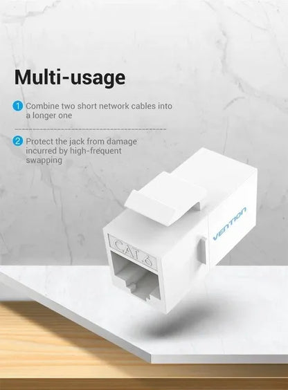 Adaptador Premium Cat6 Ficha Rj45 Hembra Utp Union Vention