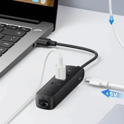 Multipuerto Adaptador Usb A Usb 2,0 X3 Y Rj45 100mbps Ugreen