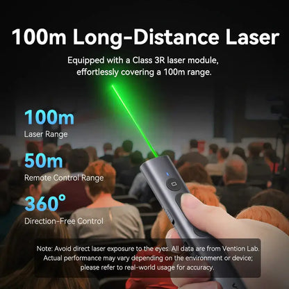 Presentador Inalambrico Puntero Laser Control Remoto Vention Plateado