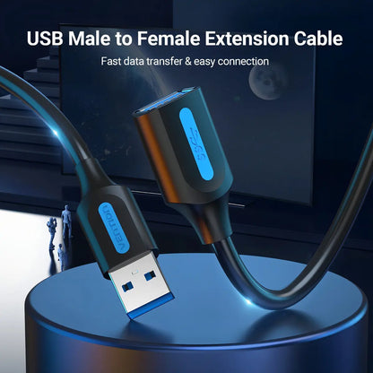 Extensor Usb 3,0 Alargue 0,5 Metros Macho A Hembra Vention Negro