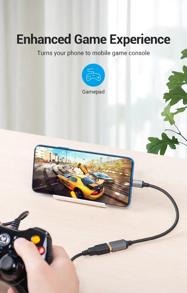 Adaptador Usb C A Usb Hembra 3,0 Otg Pc / Celular Vention Negro
