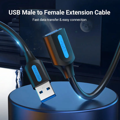 Extensor Usb 3,0 Alargue 2 Metros Macho A Hembra Vention Negro