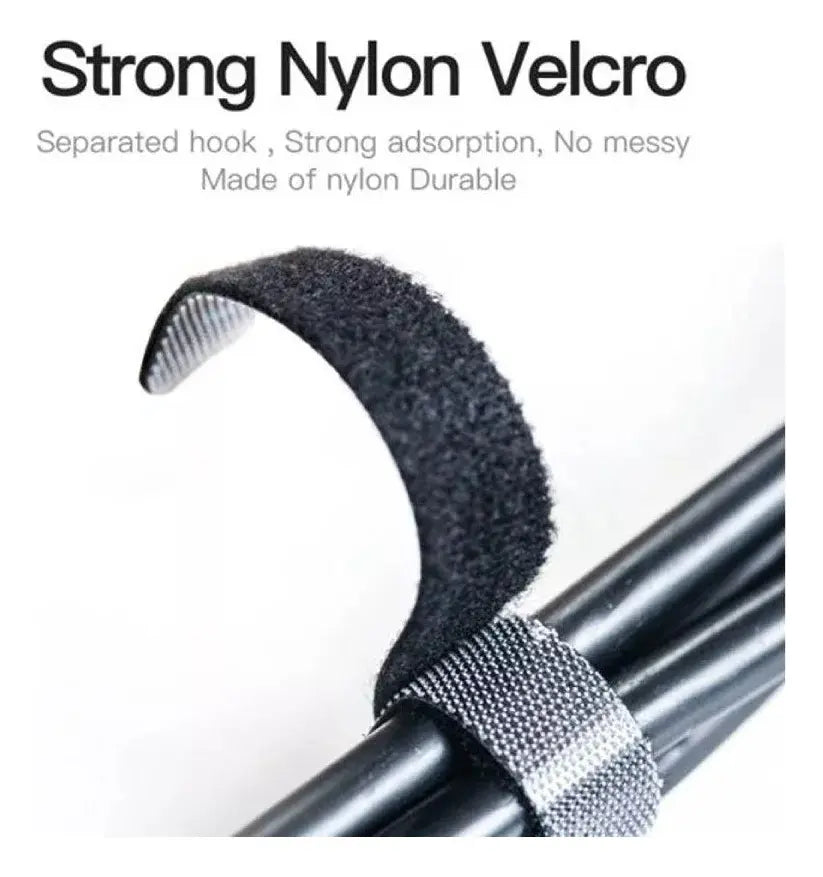Tira Organizadora De Cable Velcro Autoadhesivo 3 Metros Evox Negro