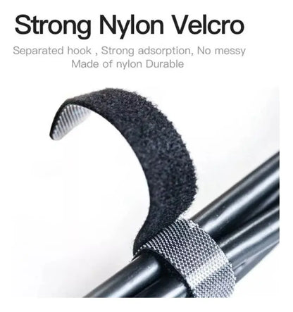 Tira Organizadora De Cable Velcro Autoadhesivo 3 Metros Evox Negro