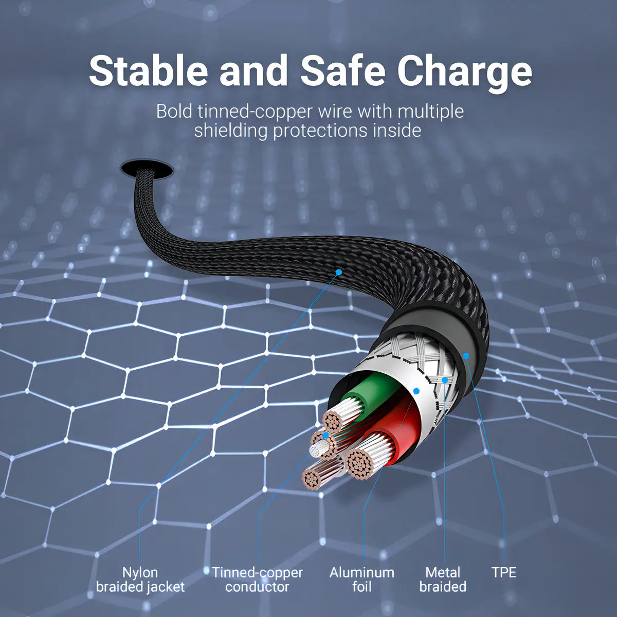 Cable Usb 2,0 A Lightning Mfi 2,4a Trenzado 1,5 M Vention Negro