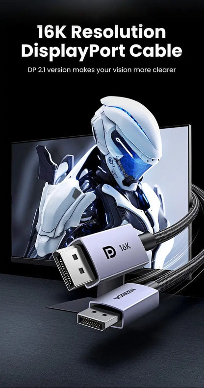 Cable Displayport 2,1 Premium 16k 240hz Hdr Gsync 3m Ugreen