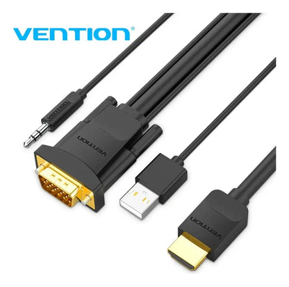Cable Conversor Hdmi A Vga + Usb Power + Auxiliar 1m Vention