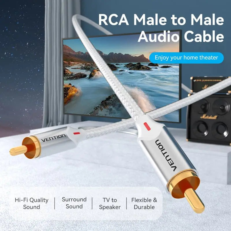 Cable Rca Audio Premium 2 Metros Trenzado Vention