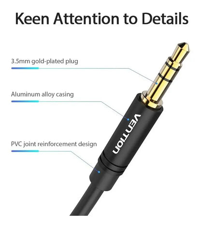 Cable Premium Audio Auxiliar 0,5 M Jack 3,5mm Stereo Vention