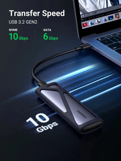 Carry Disk M,2 Nvme Sata Ssd Usb-c Aluminio Y Goma Ugreen Gris