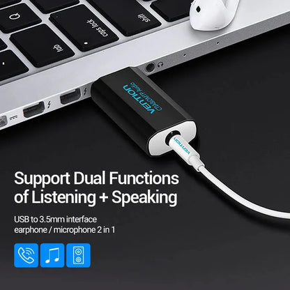 Tarjeta Sonido Externa Usb Jack 3,5 Audio 4 Polos Vention