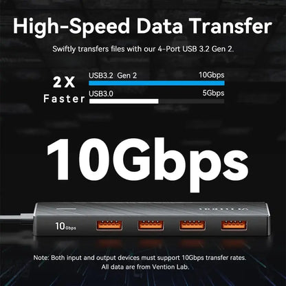 Hub Usb Tipo A 3,2 Otg 5 En 1 10gbps 15cm Para Disco Vention Negro
