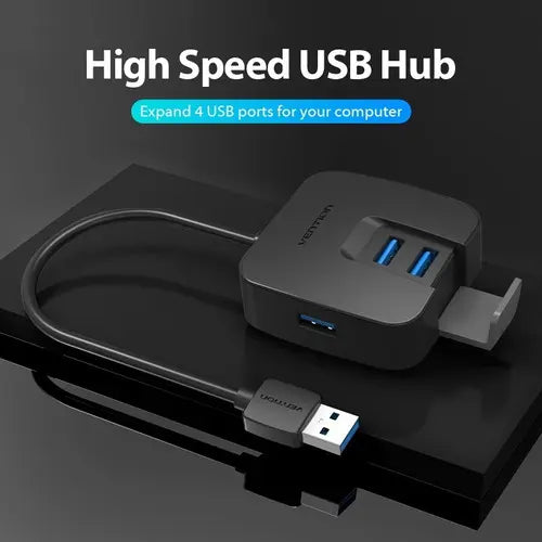 Hub Adaptador Usb 4 Puertos 3,0 + Power Micro Usb Vention Negro