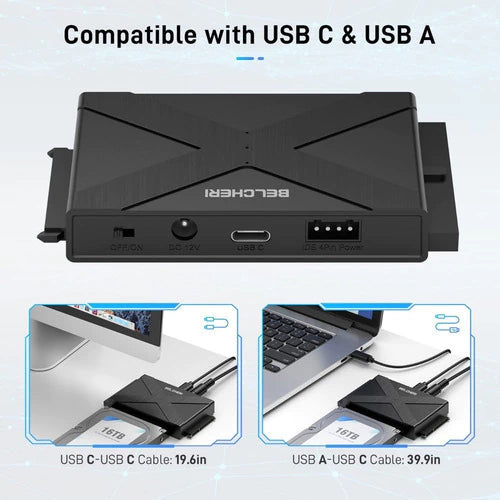 Adaptador De Sata 2,5 / 3,5 Ide A Usb 3,2 Gen 1 Belcheri Negro