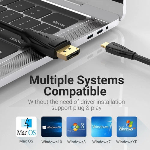 Cable Adaptador Usb-c A Displayport 8k Uhd 1,5 M Vention Negro