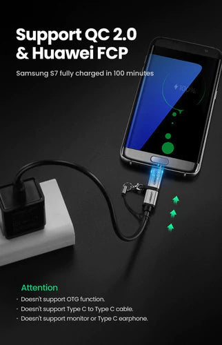 Ficha Adaptador Usb Tipo C Hembra A Micro Usb Macho Ugreen Gris