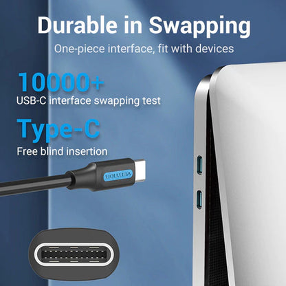 Cable Usb C Carga Y Datos 3a 60w 2 Metros Aluminio Vention Negro