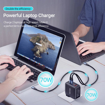 Kit Cargador Pared Carga Rapida 140w Bivolt + Cable Vention