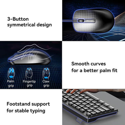 Kit Combo Teclado + Mouse Vention Cableado Usb Con Ñ Español Negro Negro