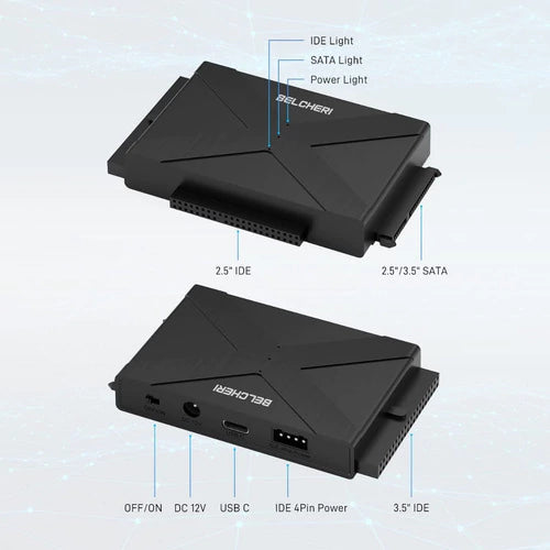 Adaptador De Sata 2,5 / 3,5 Ide A Usb 3,2 Gen 1 Belcheri Negro