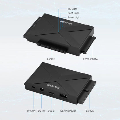 Adaptador De Sata 2,5 / 3,5 Ide A Usb 3,2 Gen 1 Belcheri Negro