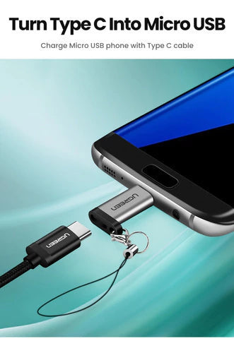 Ficha Adaptador Usb Tipo C Hembra A Micro Usb Macho Ugreen Gris