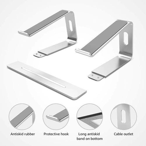 Soporte Notebook Aluminio Regulable Anti Deslizante Vention Plateado