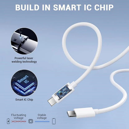 Cable Usb C 60w 3a Carga Ultra Rapida 2 Metros Celular Blanco