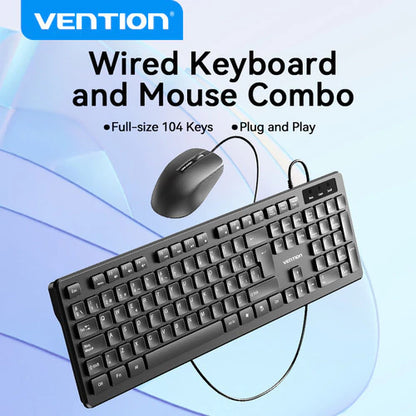 Kit Combo Teclado + Mouse Vention Cableado Usb Con Ñ Español Negro Negro