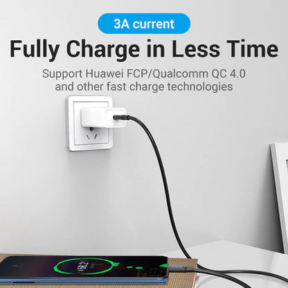 Cable Usb C Carga Y Datos 3a 60w 2 Metros Aluminio Vention Negro