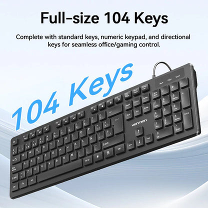 Kit Combo Teclado + Mouse Vention Cableado Usb Con Ñ Español Negro Negro