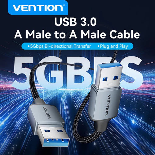 Cable Usb A 3,0 Datos 5gbps Aluminio Trenzado 3m Vention Gris Oscuro