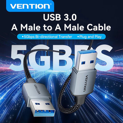 Cable Usb A 3,0 Datos 5gbps Aluminio Trenzado 3m Vention Gris Oscuro