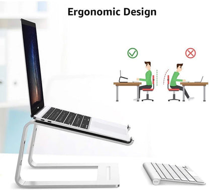 Soporte Notebook Aluminio Regulable Anti Deslizante Vention Plateado