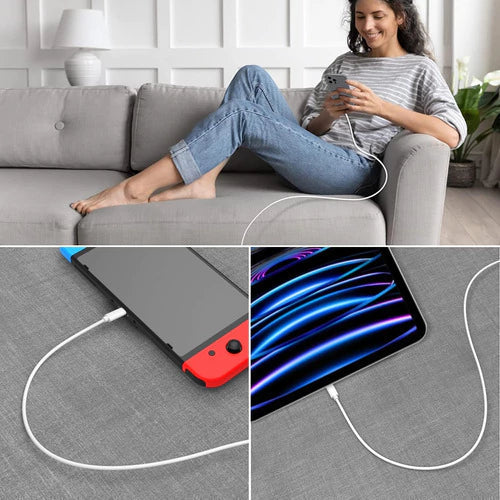 Cable Usb C 60w 3a Carga Ultra Rapida 1 Metro Celular Blanco