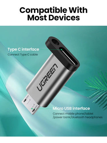 Ficha Adaptador Usb Tipo C Hembra A Micro Usb Macho Ugreen Gris