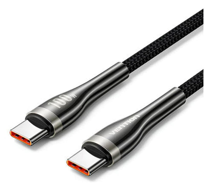 Cable Usb C Vention 1,2 Metros Carga Rapida 100w Trenzado Negro
