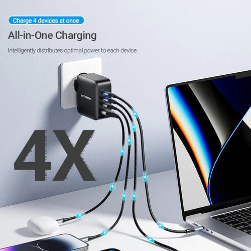 Kit Cargador Pared Carga Rapida 140w Bivolt + Cable Vention