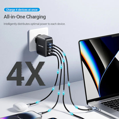 Kit Cargador Pared Carga Rapida 140w Bivolt + Cable Vention