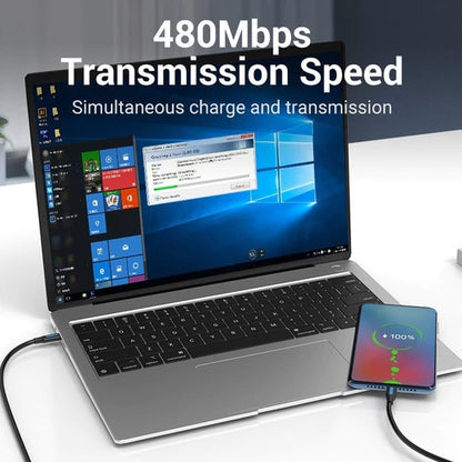 Cable Usb C Carga Y Datos 3a 60w 2 Metros Aluminio Vention Negro