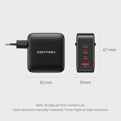 Kit Cargador Pared Carga Rapida 140w Bivolt + Cable Vention