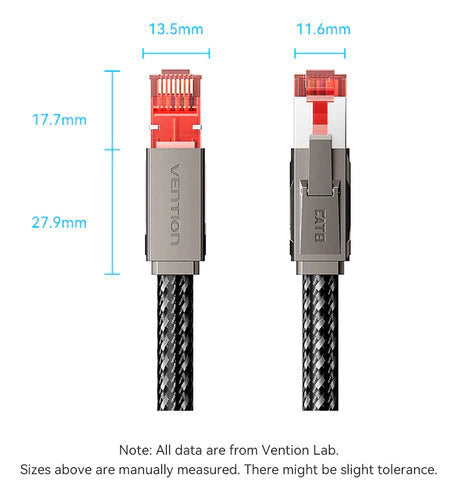 Cable Red Rj45 Ethernet Sftp Cat8 Gamer 0,5 Metros Vention
