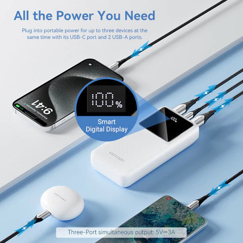 Power Bank Cargador Portatil 20000mah Incluye Cable Vention