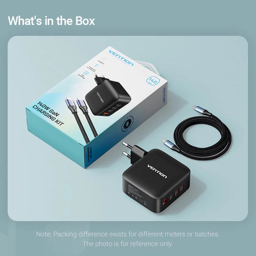 Kit Cargador Pared Carga Rapida 140w Bivolt + Cable Vention
