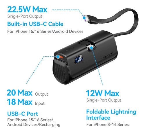 Power Bank Cargador Portatil 4800mah Carga Rapida Vention