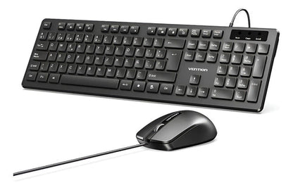 Kit Combo Teclado + Mouse Vention Cableado Usb Con Ñ Español Negro Negro