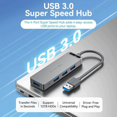 Hub Multipuerto Usb 3,0 X4 Micro Usb 5 En 1 Gris 1m Vention Gris